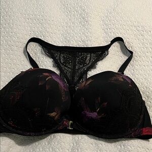 Cacique Black and Purple Lace Bra Boost Plunge